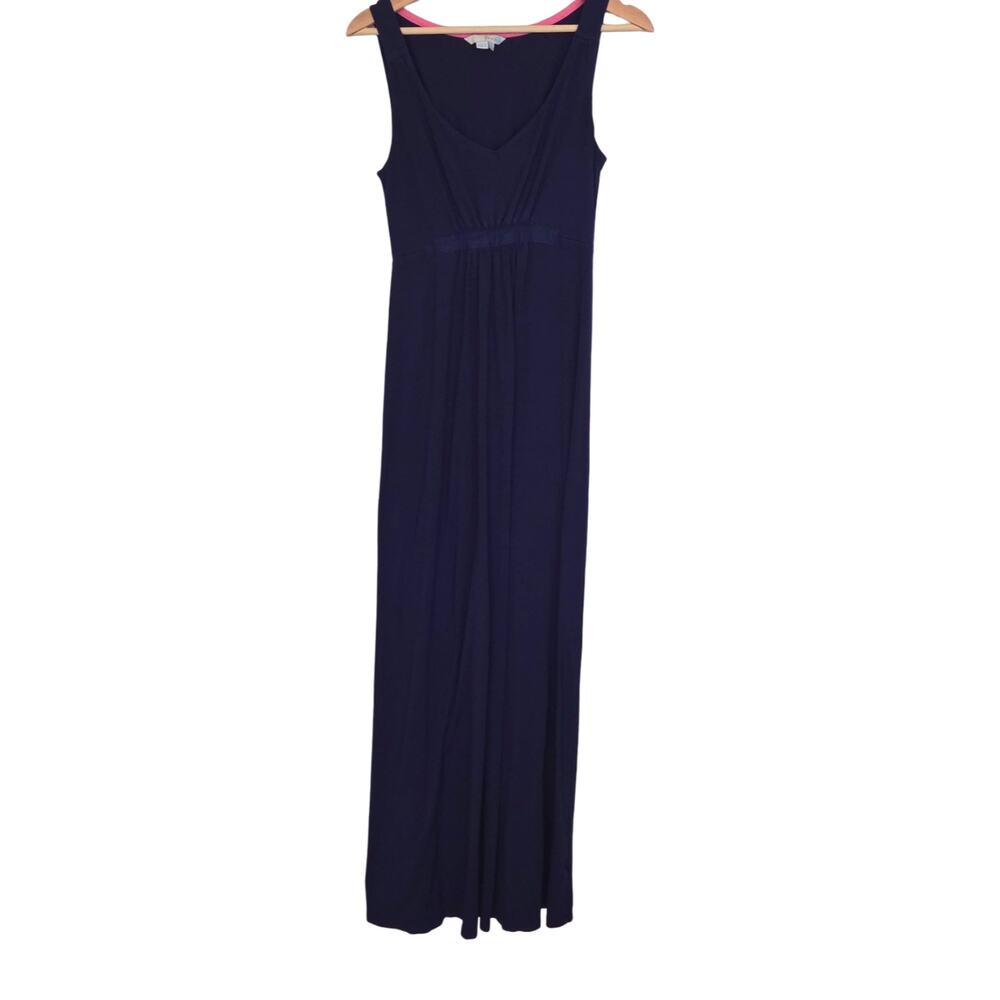 Boden | Navy Blue Gathered Waist Stretch Sleeveless Preppy Midi Maxi Dress Tall